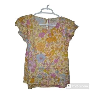 Cynthia Rowley Floral Tiered Sleeve Blouse Small
